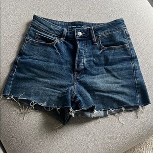 Old Navy Women's Dark Blue Frayed Jean Shorts